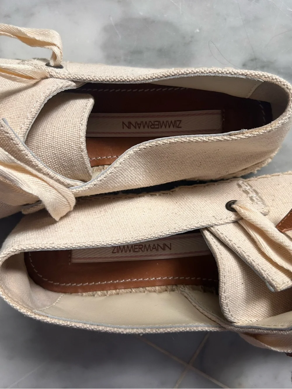 Zimmermann Ivory Canvas Espadrille Lace-Up Shoes